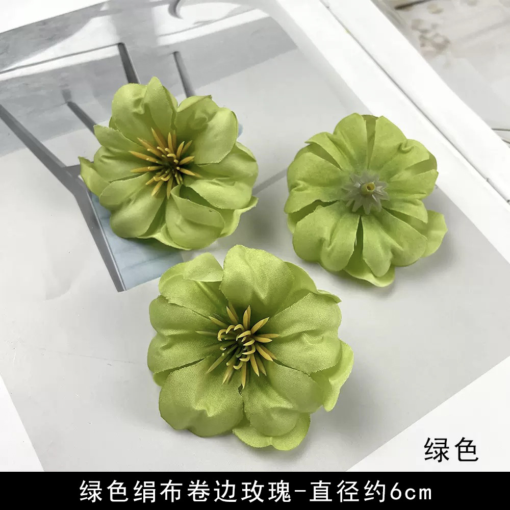 Simulación verde flor al por mayor flor falsa hecha a mano material pinza de flores accesorios de tocado de flor pequeña decoración del salón de bodas