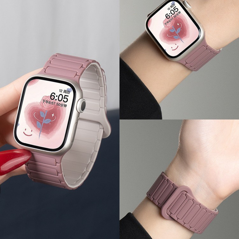 Suitable for iwatch10 Apple Watch 9applewatch8 Autumn Tooling Magnetic Female Silicone Strap