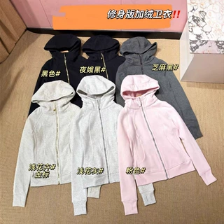 D91808 经典女士拉链加绒连帽开衫