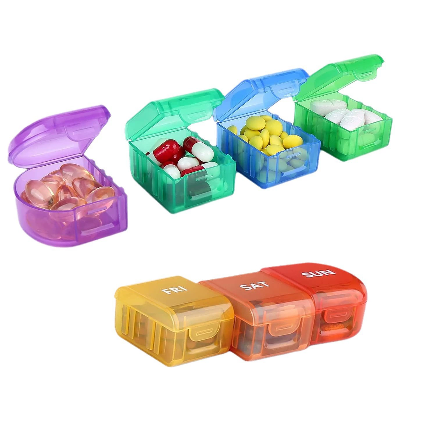 Заводская прямая продажа дорожной портативной таблетницы на семь отделений на неделю, свободная комбинированная коробка для хранения, мини-ручная кладь