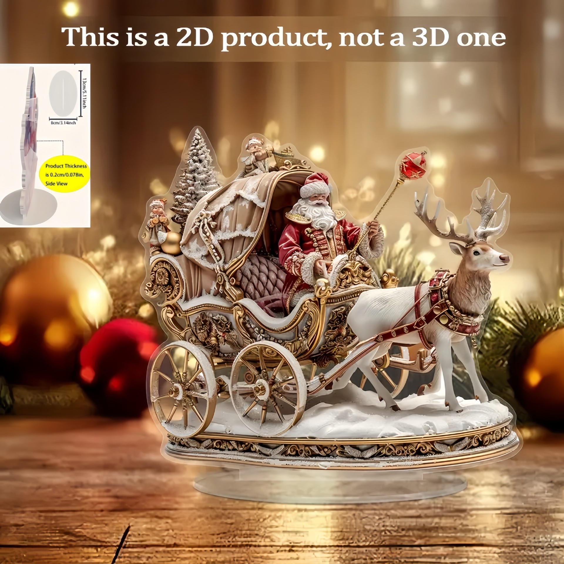Decoración 2D, no 3D!!! Invierno reno trineo acrílico escritorio colgante oficina en el hogar más