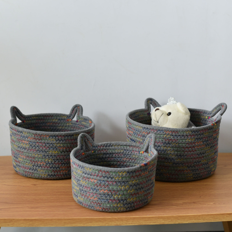 Desktop Storage Basket Hand-woven Cotton Rope Storage Basket Key Sundries Snack Storage Box Fabric Toy Storage Basket