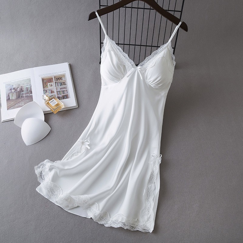 Women's New Summer Style Sexy Lace Suspender Pajamas, Nightgowns, Home Clothes, Multi-Color Optional, with Breast Pads, Pure Lust Style Home