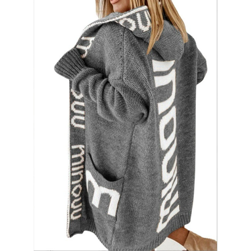 2025 Европейская и американская осенне-зимняя экспортная новинка: женский трикотаж средней длины, модный кардиган в стиле Amazon, европейская и американская мода