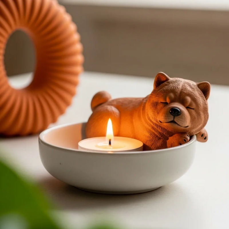 跨境新品Puppy Tea Light Holder 小狗烛台摆件树脂摆件工艺品|undefined
