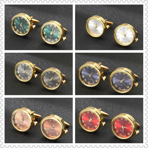 Men's Cufflinks Watch Functional Cuff Pins Formal Gifts Green Gold Clothing Shirt Accessories Stainless Steel Material