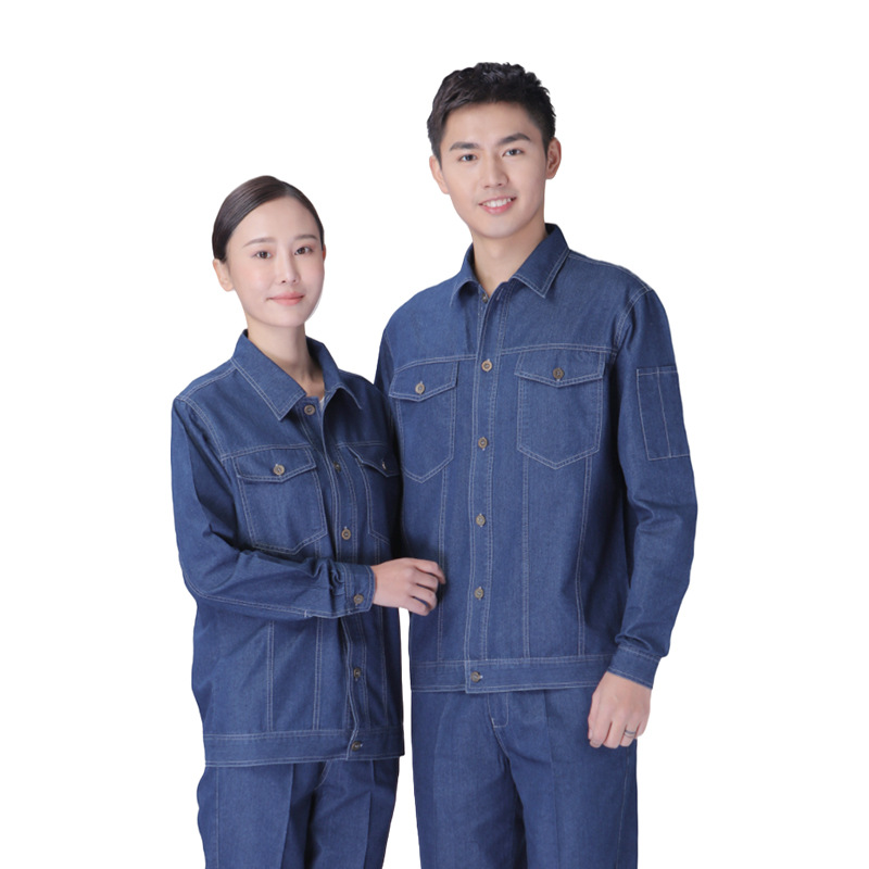 Ropa de trabajo de mezclilla para primavera y verano, con LOGO impreso y bordado personalizado, ropa de protección laboral para fábrica y taller, ropa para electricistas, ropa para soldadores, hecha a medida.
