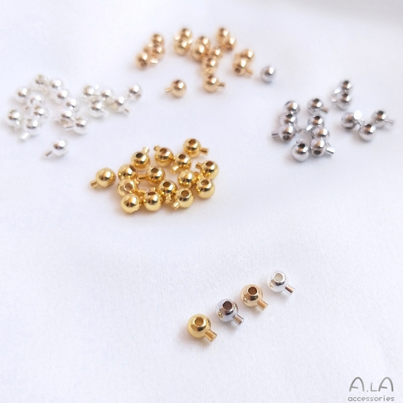 14K18K Gold-Filled Color-Preserving Round Positioning Beads Positioning Ball Snap DIY Pure Silver Bracelet Necklace Finishing Buckle