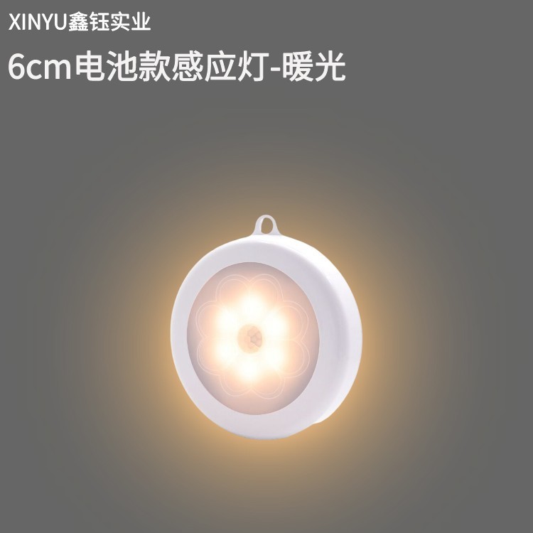 スマートled人体感応円形小夜灯泡充電式階段廊下家庭用ベッドヘッド磁気吸灯|undefined