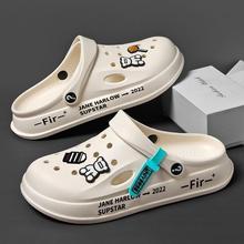 男款洞洞鞋夏季防滑软底踩屎感透气外穿半包头休闲两穿沙滩凉拖鞋