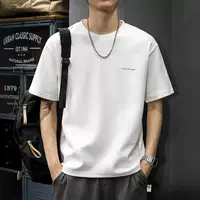 Футболки Tide для мужчин новый тяжелый стиль с короткими рукавами летняя одежда топ из хлопка свободная белая рубашка с круглым вырезом с полукругом для мужчин