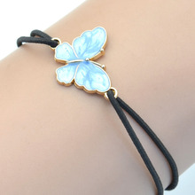 跨境亚马逊速卖通电商合金滴油猫头鹰蝴蝶皮筋编织手链配饰diy绳