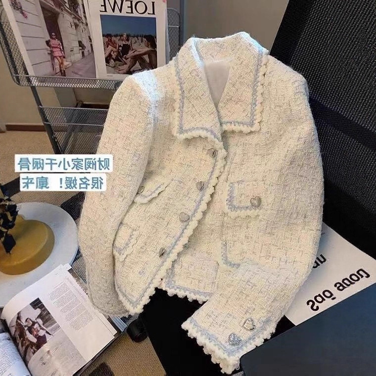 Tweed Style Short Outwear for Women with a Sense of Design, Spring & Fall French Retro Ladylike Elegant Lapel Tweed Top for Women