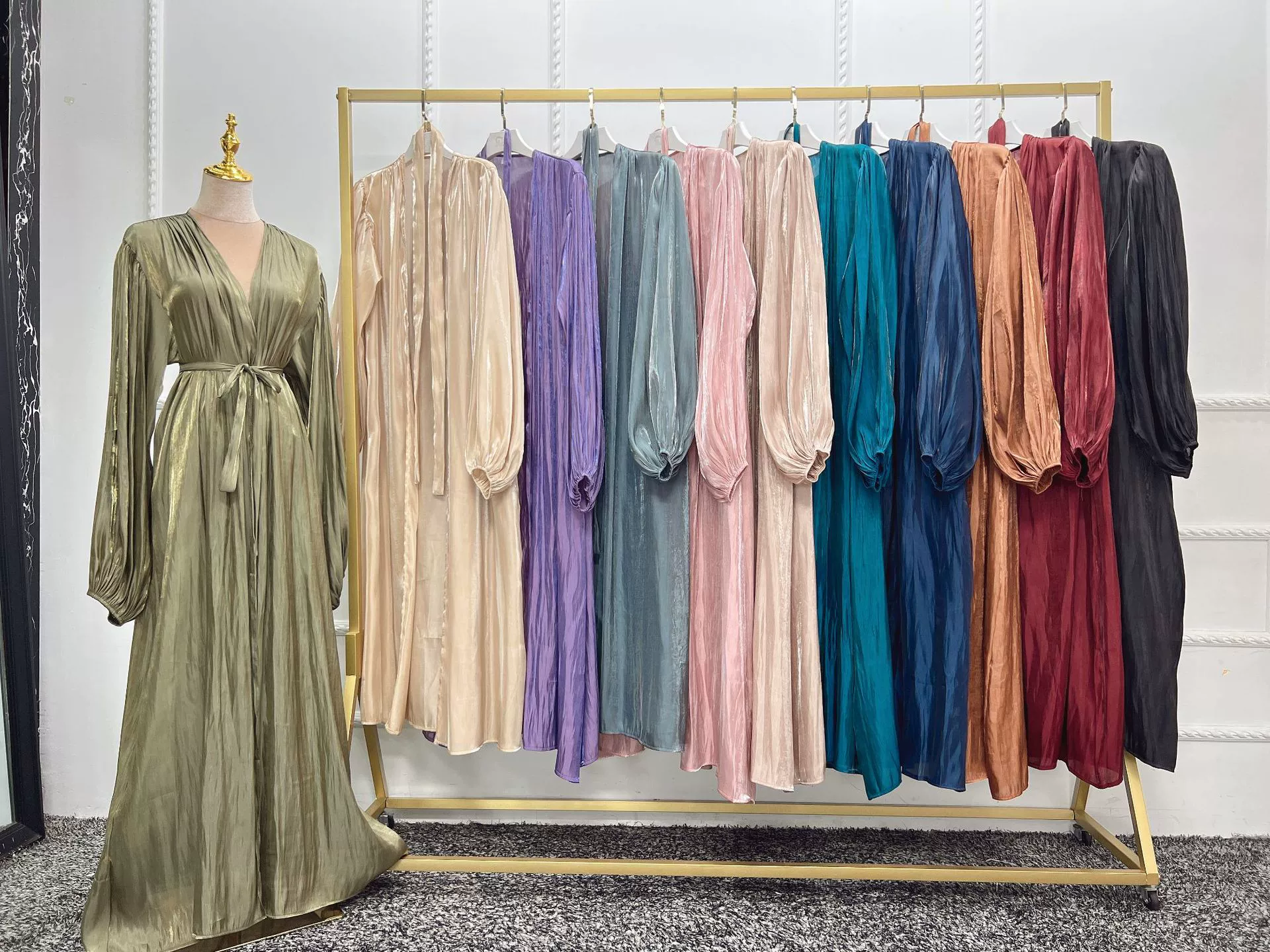 Cardigan, elegant long skirt, Amazon, puff sleeves, European style, 5 colors