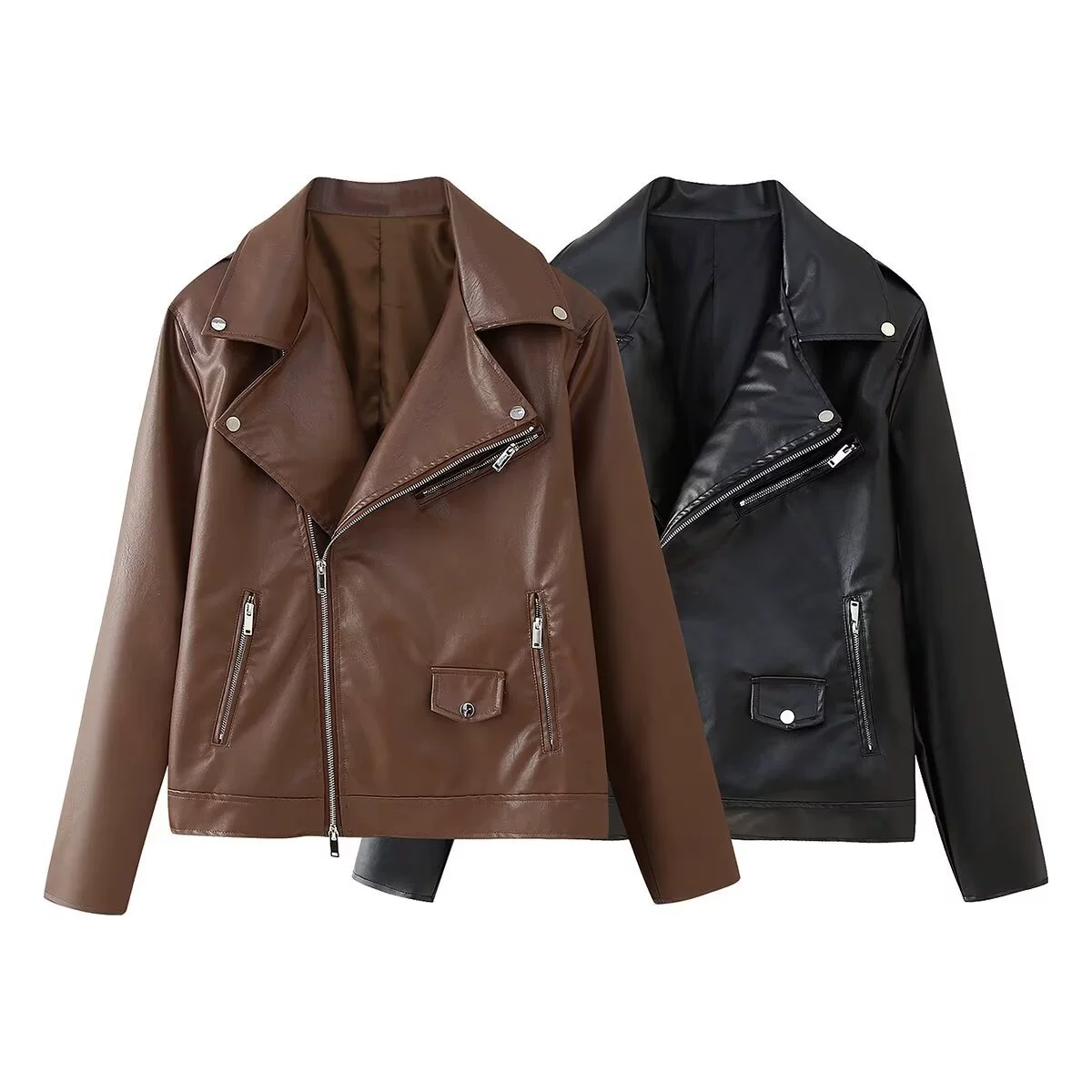 Autumn colored jacket with zipper, European style, wholesale, city style