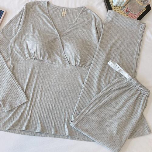 Three-piece postpartum clothing set without bra, spring, autumn and summer thin postpartum home clothes, maternity and maternity pajamas, women's single-piece pajamas hot