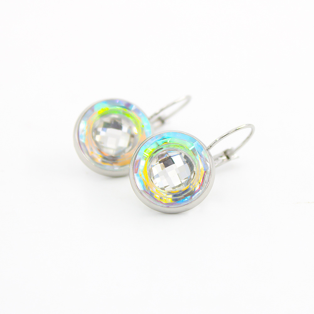 Basic Gradient Color Stainless Steel Plating Glass Drop Earrings 1 Pair