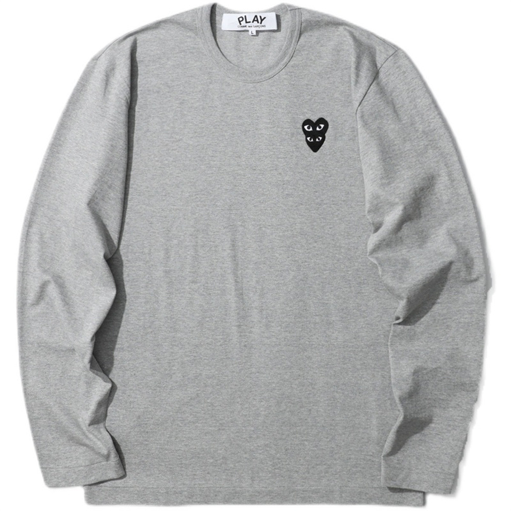 川久遊び 無地 ラブハート モザイク ラブ刺繍 男女兼用 長袖 Tシャツ 万能