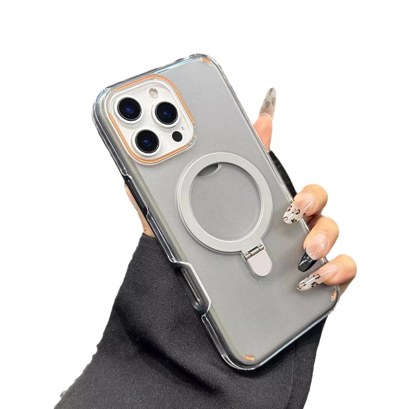iPhone16 に適したカラフルなツーインワンつや消し携帯電話ケース磁気ホルダー Apple 15Promax 保護カバー 13|undefined