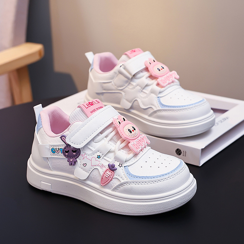 Fashionable cute children's cartoon white sneakers for boys