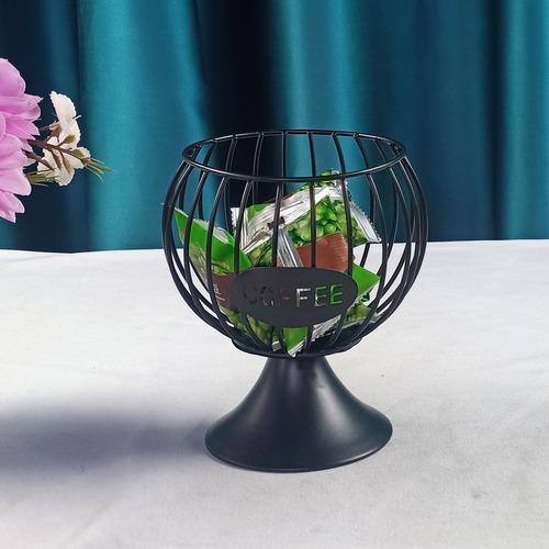 Factory direct sales creative iron coffee capsule storage basket large fence base jelly frame saint cup iron ornaments