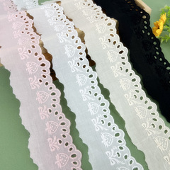 寬6厘米草莓蝴蝶結粉色刺繡棉布花邊輔料diy裙邊裙子衣服配料