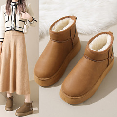 厚底增高大碼雪地靴女2024冬季新款加絨加厚學生棉鞋亞馬遜棉靴子