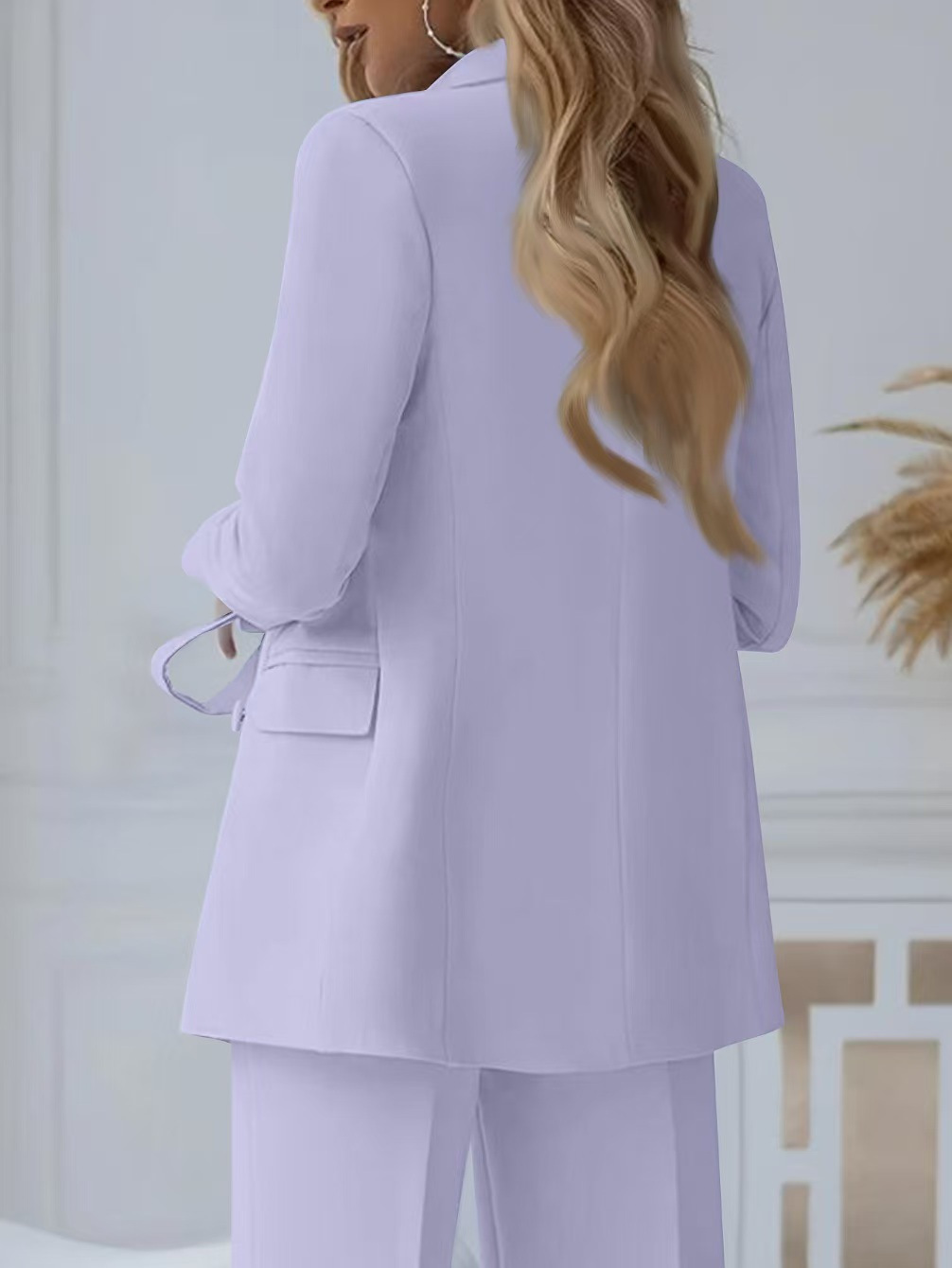 Women's Clothing Professional Elegant Two Piece Set Style High End Women's Suit Set Double Breasted Lapel High Waisted Wide Leg Trousers_ecoleips.com