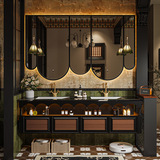 Высококлассный французский шиферный шкаф для ванной комнаты в стиле середины века, комбинация шкафа для ванной комнаты с двойной раковиной, умывальник для рук