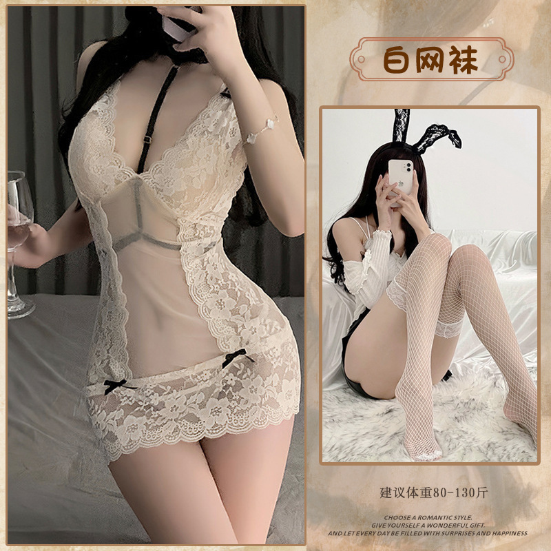피부색 + 흰색 망사 스타킹