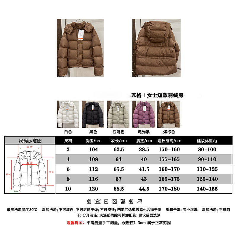 纯原版本 冬季lulu五格羽绒服90白鸭绒可拆帽加厚保暖短款女外套|undefined