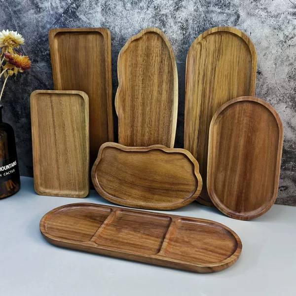 Wholesale Acacia Wooden Tray Cloud Shape Tea Tray Dinner Tray Cafe Sweet Tray Storage Tray Cake Tray
