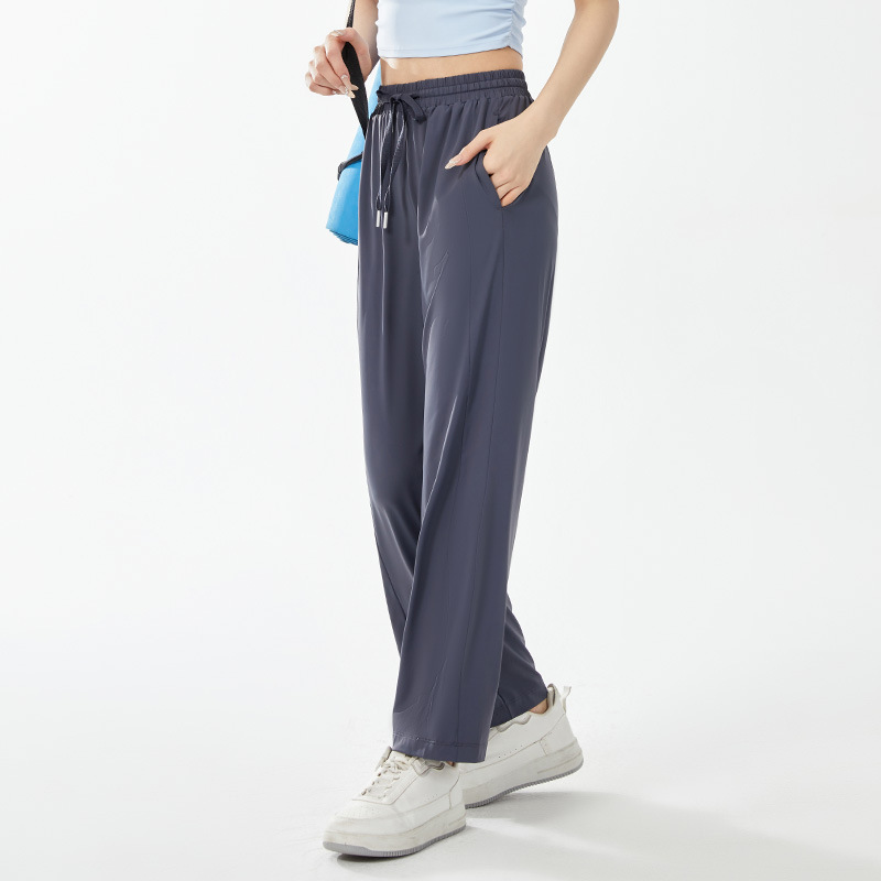 New ice feeling wide leg sunscreen pants moisture absorption quick drying sweat non-stick plastic breathable wide leg pants fashion trend