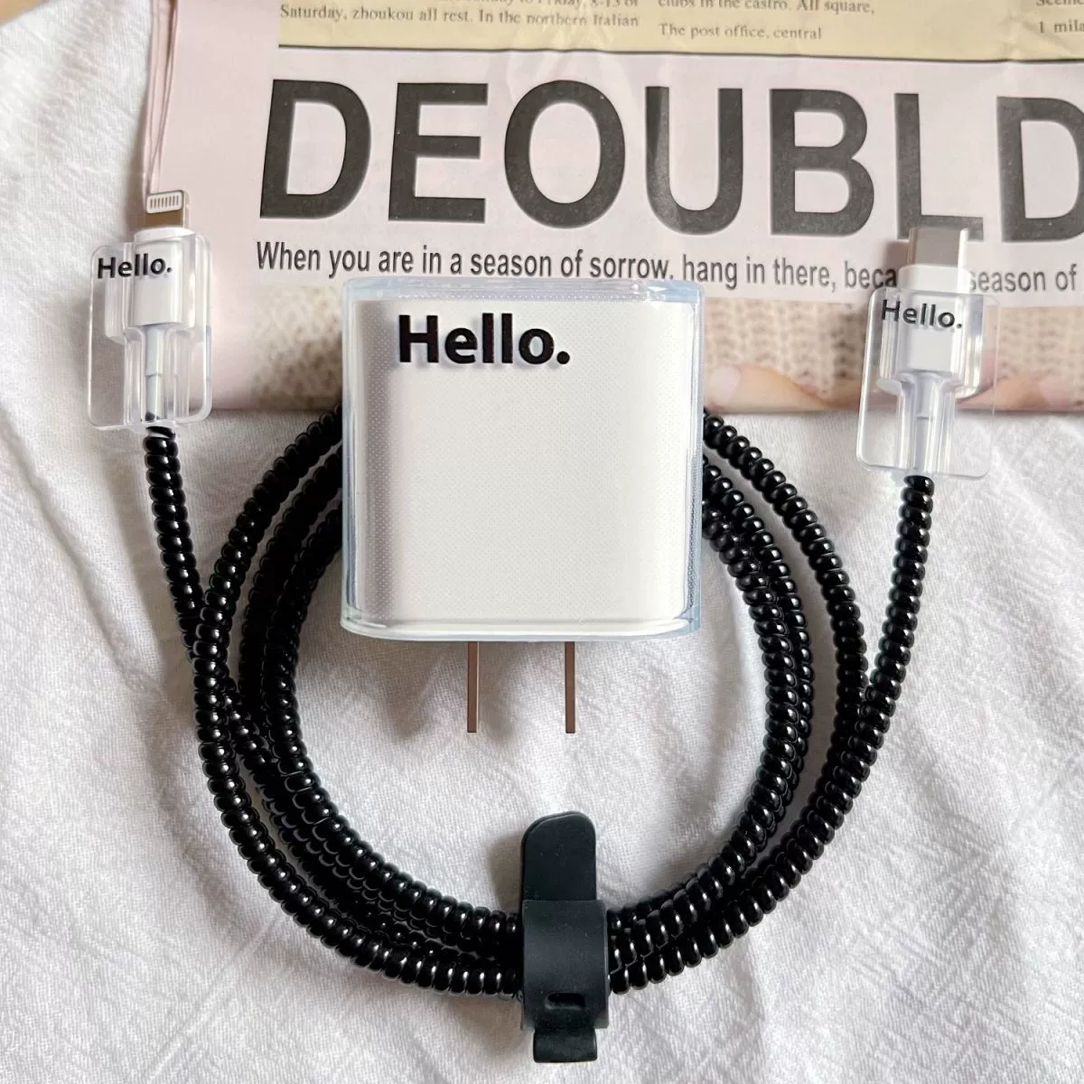 Применимо 15 Apple 20w зарядное устройство чехол hello зарядка головки ins мультфильм Япония-Корея кабель данных анти-складка