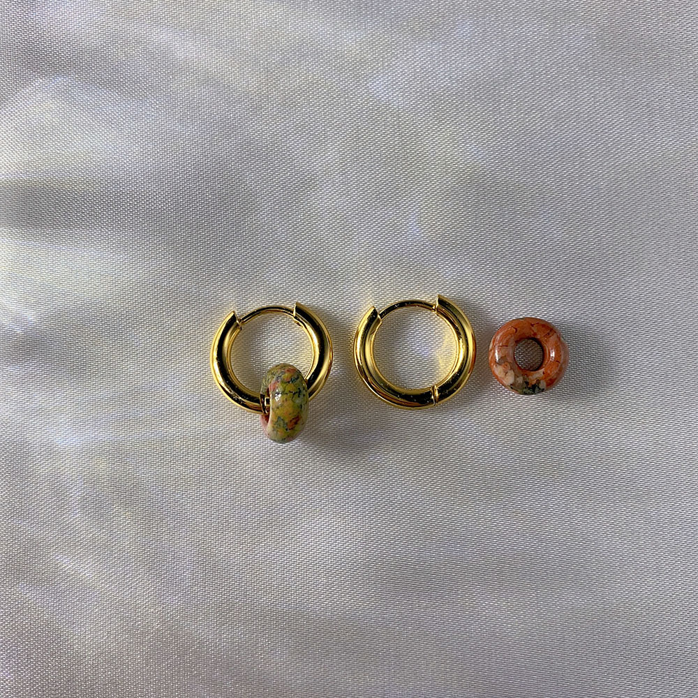 Earrings Classification 1 Pair Quantity PVD Coated 18K Gold Plated Round 302 Stainless Steel Natural Stone Elegant Waterproof Non Tarnish Earrings