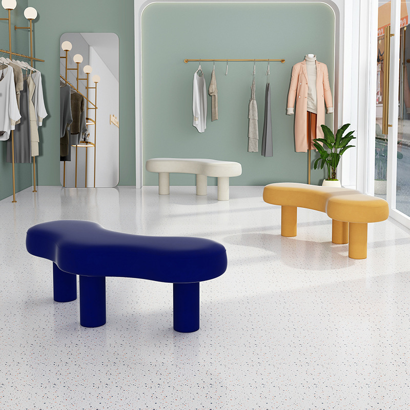 Trendy Irregular-Shaped Sofa, Light Luxury Clothing Store Curved Corner Fabric Creative Personality Triangle Stool for Small Living Room