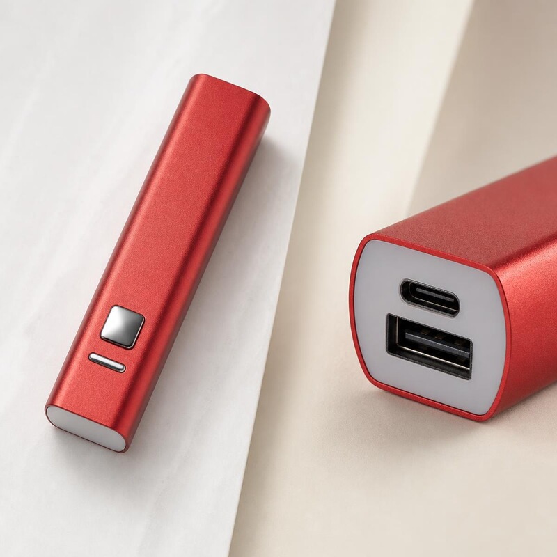 Aluminum alloy square tube portable charger 2600mAh lipstick-sized power bank single-cell gift charger with logo printing Aluminum alloy square tube portable charger 2600mAh lipstick-sized power bank single-cell gift charger with logo printing