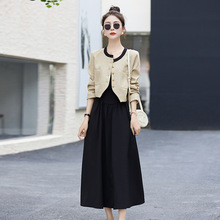 新款秋装小香风时尚短款外套+显瘦连衣裙两件套CY9906