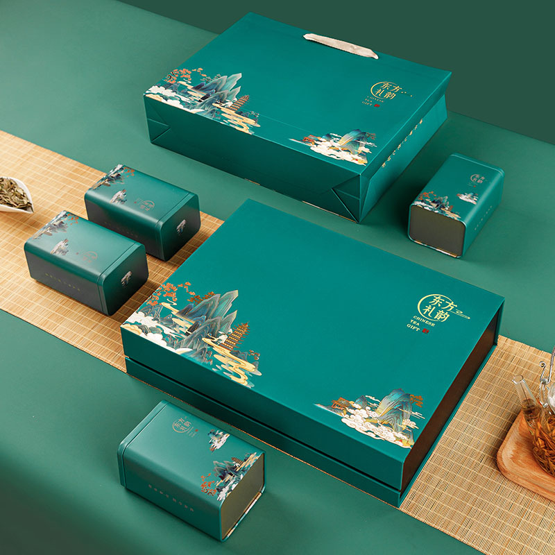 新款绿茶叶罐包装盒空礼盒半斤一斤装黄金芽通用铁罐空罐储茶罐