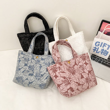 立体花朵手提包2023新款女学生韩版大容量手拎包上班族便当购物袋