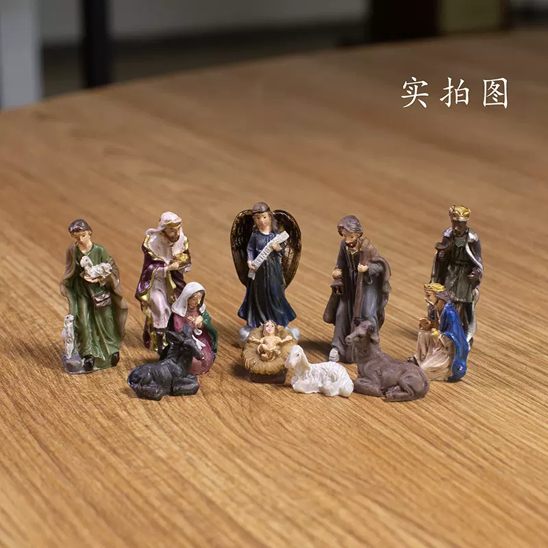 跨境马槽组树脂工艺品摆件微景观迷你人物场景装饰儿童礼物礼品等