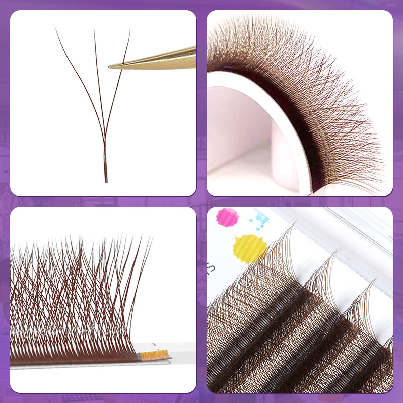 Fábrica 0.07 color caramelo pestañas de trébol belleza tienda de pestañas suaves europeas y estadounidenses falsas pestañas densas injerto pestañas al por mayor