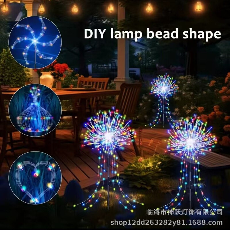 Cross-Border Popular Solar-Powered Led Fireworks Lights, Firecracker String Lights, Copper Wire String Lights, Outdoor Garden Ground-Insert Decorative Lights Cross-Border Popular Solar-Powered Led Fireworks Lights, Firecracker String Lights, Copper Wire String Lights, Outdoor Garden Ground-Insert Decorative Lights