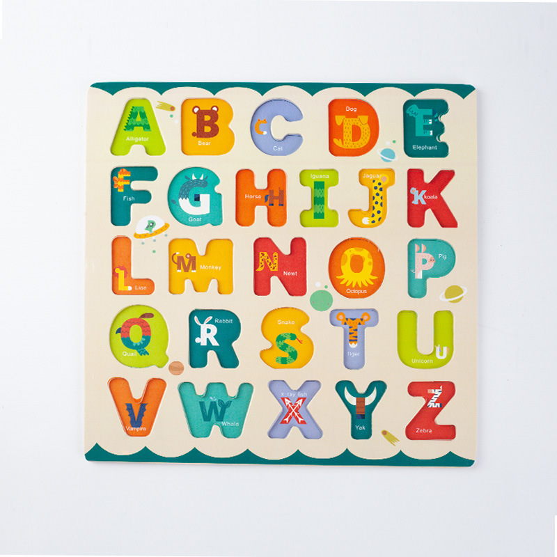 Letras y números de doble cara de madera para niños Bloques de construcción tablero a juego Tablero de dibujo de cuerda con cuentas juguetes educativos de educación temprana para niños