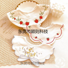 2025款韩版纯棉宝宝口水巾度可旋转婴儿小围嘴儿童防吐奶围兜假领