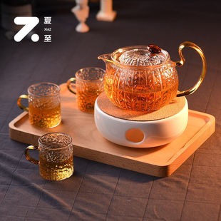 Summer Solstice Flower Teapot Set Afternoon Tea Glass Tea Set Candle Heated Fruit Teapot Female Yingshi Flower Tea Cup