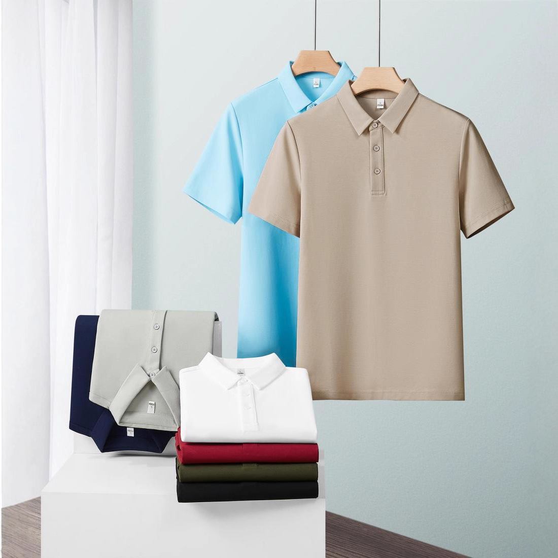 抗菌冰丝T恤POLO衫短袖男工作服定制印logo团体服企业文化衫厂服