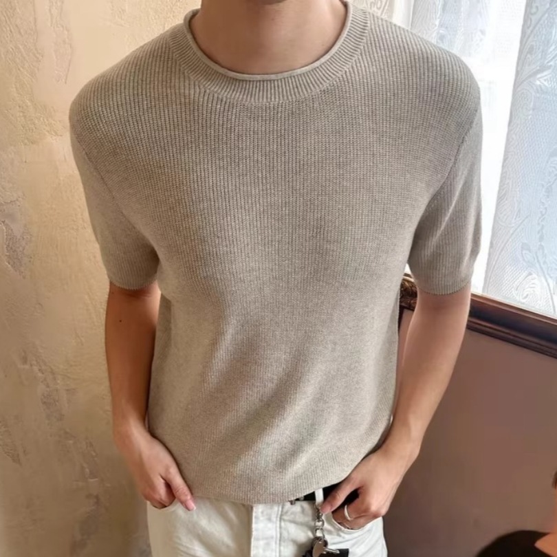 Herrenbekleidung Cleanfit Herren Atmungsaktives Kurzarm-T-Shirt aus Baumwoll-Leinen-Mischgewebe, Sommer, dünn, mit Blumenmuster, lässige Passform, klassischer Stil_voghion.com