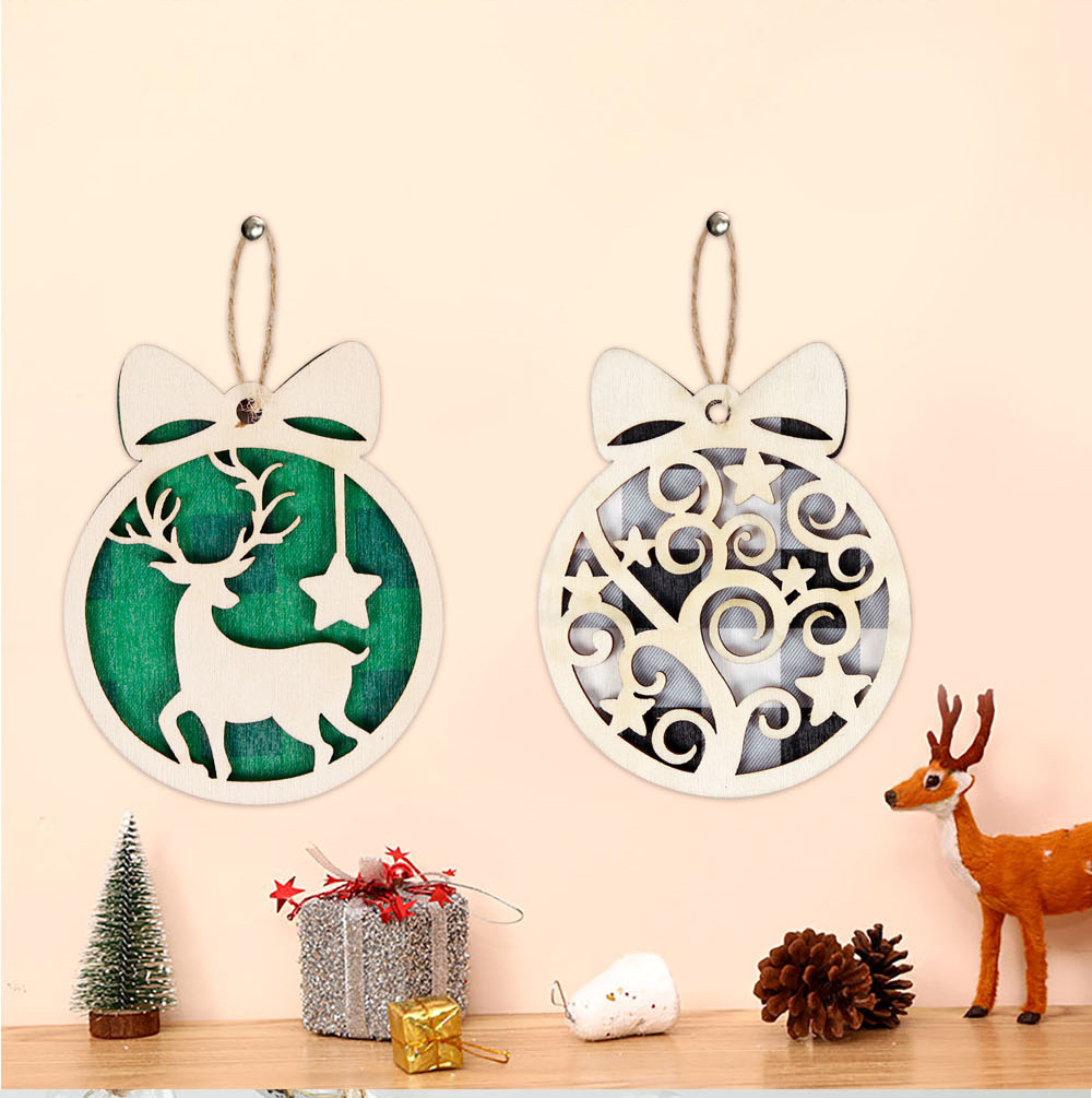 Christmas Bow Knot Deer Wood Party Hanging Ornaments display picture 1