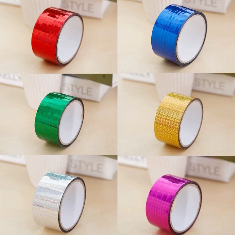 Cinta láser hecha a mano DIY flash brillante boda decoración de la boda papel adhesivo chapado en oro cinta de regalo caja de regalo de embalaje